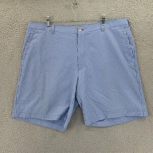 PETER MILLAR Wicking Shorts Mens 40 (40x8.5 Actual) Blue Check Plaid Crown Golf‎